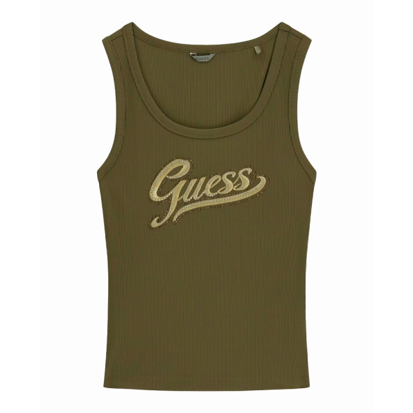 Guess T-shirts hauts et polos Vert - T-shirt sans manches avec logo brod - S - Ref 41 €